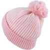 image:imageKids Knit Daily Pom Beanie Hat with Thick Fleece Lining for Boys and Girls Versatile Winter Warm Cozy Skull Hats for ChildrenLight Pink