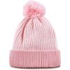 image:imageKids Knit Daily Pom Beanie Hat with Thick Fleece Lining for Boys and Girls Versatile Winter Warm Cozy Skull Hats for ChildrenLight Pink