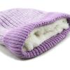 image:imageKids Knit Daily Pom Beanie Hat with Thick Fleece Lining for Boys and Girls Versatile Winter Warm Cozy Skull Hats for ChildrenLilac