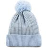 image:imageKids Knit Daily Pom Beanie Hat with Thick Fleece Lining for Boys and Girls Versatile Winter Warm Cozy Skull Hats for ChildrenSky Blue