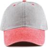 image:imageThe Hat Depot 100 Cotton Pigment Dyed Low Profile Dad Hat Six Panel Cap2 GrayRed