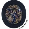 image:imageThe Hat Depot Cotton amp Cotton Herringbone Paisley Lining Premium Quality Porkpie Hat1 Herringbone Cotton  Navy