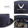 image:imageThe Hat Depot Cotton amp Cotton Herringbone Paisley Lining Premium Quality Porkpie Hat1 Herringbone Cotton  Navy