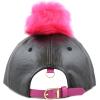 image:imageThe Hat Depot Faux Leather Pom Curves Bill Baseball One Size Cap2 Flat  BlackHot Pink