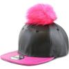 image:imageThe Hat Depot Faux Leather Pom Curves Bill Baseball One Size Cap2 Flat  BlackHot Pink