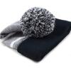 image:imageThe Hat Depot Kids Cuffed Beanie Knit Stripe Pom Winter HatBlack