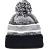 image:imageThe Hat Depot Kids Cuffed Beanie Knit Stripe Pom Winter HatBlack