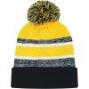 image:imageThe Hat Depot Kids Cuffed Beanie Knit Stripe Pom Winter HatBlackGold