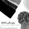 image:imageThe Hat Depot Kids Cuffed Beanie Knit Stripe Pom Winter HatBlackGray