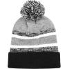 image:imageThe Hat Depot Kids Cuffed Beanie Knit Stripe Pom Winter HatBlackGray