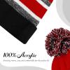 image:imageThe Hat Depot Kids Cuffed Beanie Knit Stripe Pom Winter HatBlackRed