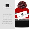 image:imageThe Hat Depot Kids Cuffed Beanie Knit Stripe Pom Winter HatBlackRed