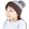 image:imageThe Hat Depot Kids Cuffed Beanie Knit Stripe Pom Winter HatBrown