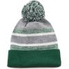 image:imageThe Hat Depot Kids Cuffed Beanie Knit Stripe Pom Winter HatDark Green