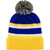 image:imageThe Hat Depot Kids Cuffed Beanie Knit Stripe Pom Winter HatGoldRoyal Blue