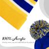 image:imageThe Hat Depot Kids Cuffed Beanie Knit Stripe Pom Winter HatGoldRoyal Blue