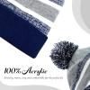 image:imageThe Hat Depot Kids Cuffed Beanie Knit Stripe Pom Winter HatNavyGray
