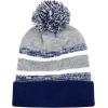 image:imageThe Hat Depot Kids Cuffed Beanie Knit Stripe Pom Winter HatNavyGray