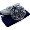 image:imageThe Hat Depot Kids Cuffed Beanie Knit Stripe Pom Winter HatNavyGray