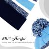 image:imageThe Hat Depot Kids Cuffed Beanie Knit Stripe Pom Winter HatNavySky Blue