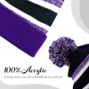 image:imageThe Hat Depot Kids Cuffed Beanie Knit Stripe Pom Winter HatPurpleBlack