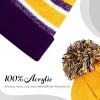 image:imageThe Hat Depot Kids Cuffed Beanie Knit Stripe Pom Winter HatPurpleGold