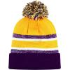 image:imageThe Hat Depot Kids Cuffed Beanie Knit Stripe Pom Winter HatPurpleGold