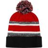 image:imageThe Hat Depot Kids Cuffed Beanie Knit Stripe Pom Winter HatRedBlack