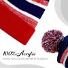 image:imageThe Hat Depot Kids Cuffed Beanie Knit Stripe Pom Winter HatRedNavy