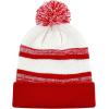 image:imageThe Hat Depot Kids Cuffed Beanie Knit Stripe Pom Winter HatRedWhite