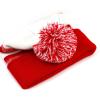 image:imageThe Hat Depot Kids Cuffed Beanie Knit Stripe Pom Winter HatRedWhite