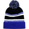 image:imageThe Hat Depot Kids Cuffed Beanie Knit Stripe Pom Winter HatRoyal BlueBlack