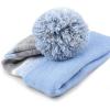 image:imageThe Hat Depot Kids Cuffed Beanie Knit Stripe Pom Winter HatSky Blue