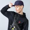 image:imageThe Hat Depot Made in USA Cotton Twill 5 Panel Flat Brim Genuine Leather Brass Biker Board CapNavy