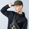 image:imageThe Hat Depot Made in USA Cotton Twill 5 Panel Flat Brim Genuine Leather Brass Biker Board CapOlive