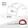 image:imageThe Hat Depot Made in USA Cotton Twill 5 Panel Flat Brim Genuine Leather Brass Biker Board CapRed