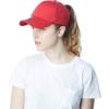 image:imageThe Hat Depot Women High Ponytail Sun Protect Structured Deep Fitted Athletic Baseball Cap HatRed