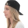 image:imageThe Hat Depot Made in USA Cotton Twill 5 Panel Flat Brim Genuine Leather Brass Biker Board CapBlack