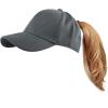 image:imageThe Hat Depot Women High Ponytail Sun Protect Structured Deep Fitted Athletic Baseball Cap HatGray