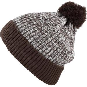 image:imageKids Knit Daily Pom Beanie Hat with Thick Fleece Lining for Boys and Girls Versatile Winter Warm Cozy Skull Hats for ChildrenBrown