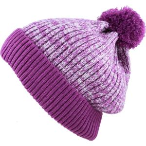 image:imageKids Knit Daily Pom Beanie Hat with Thick Fleece Lining for Boys and Girls Versatile Winter Warm Cozy Skull Hats for ChildrenPurple