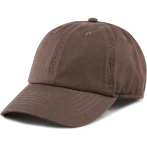 image:imageKids Washed Low Profile Cotton and Denim UPF 50 Plain Baseball Cap HatBrown