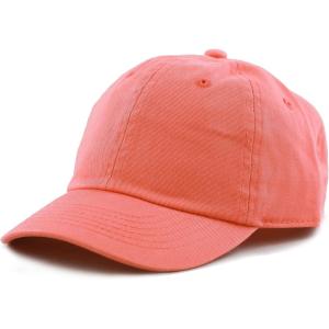 image:imageKids Washed Low Profile Cotton and Denim UPF 50 Plain Baseball Cap HatCoral