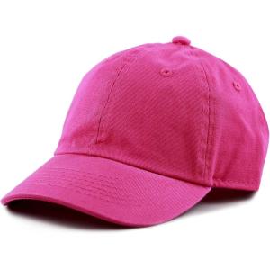 image:imageKids Washed Low Profile Cotton and Denim UPF 50 Plain Baseball Cap HatHot Pink