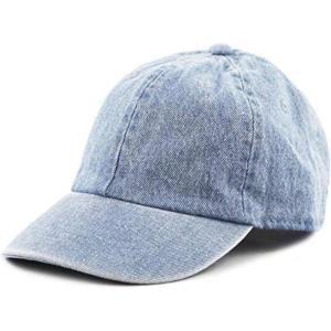 image:imageKids Washed Low Profile Cotton and Denim UPF 50 Plain Baseball Cap HatLight Denim