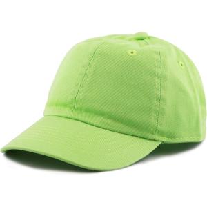 image:imageKids Washed Low Profile Cotton and Denim UPF 50 Plain Baseball Cap HatLime Green
