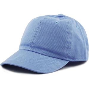 image:imageKids Washed Low Profile Cotton and Denim UPF 50 Plain Baseball Cap HatSky Blue