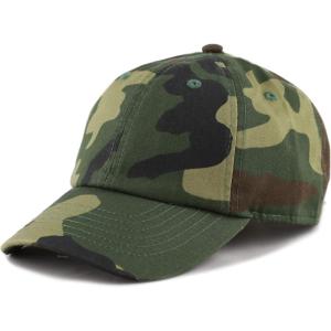 image:imageKids Washed Low Profile Cotton and Denim UPF 50 Plain Baseball Cap HatWoodland Camo
