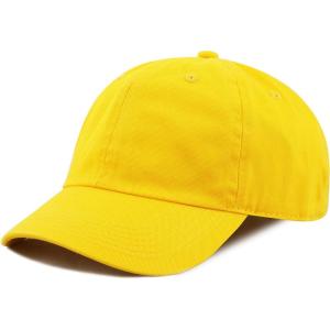 image:imageKids Washed Low Profile Cotton and Denim UPF 50 Plain Baseball Cap HatYellow