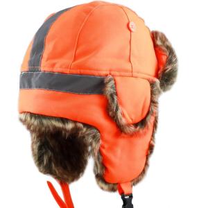 image:imageSafety Reflective Aviator Trapper Hat Snow Ski Trooper Winter Cap610 yrs 1 Reflective  Blaze Orange